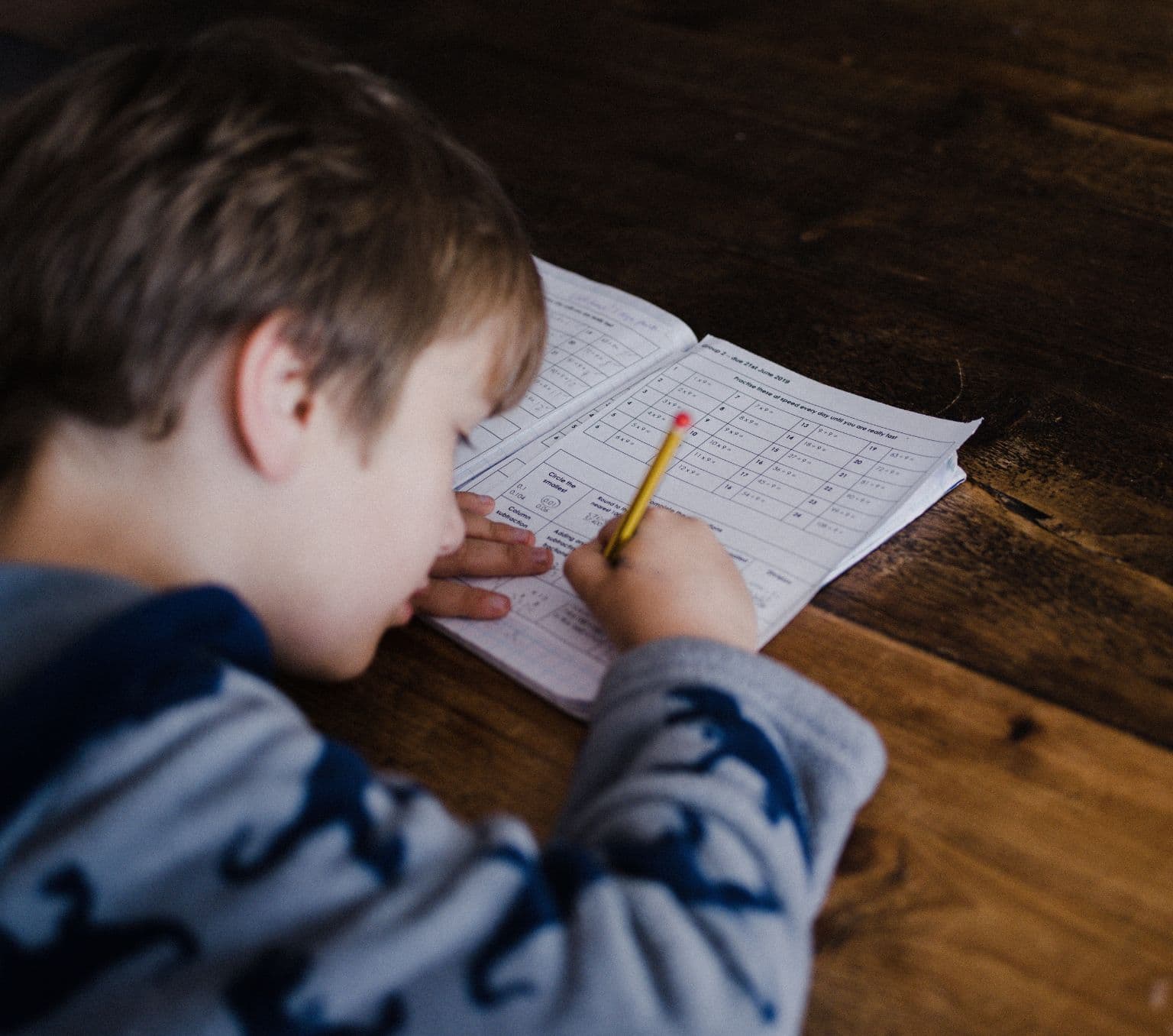 Kid taking a test