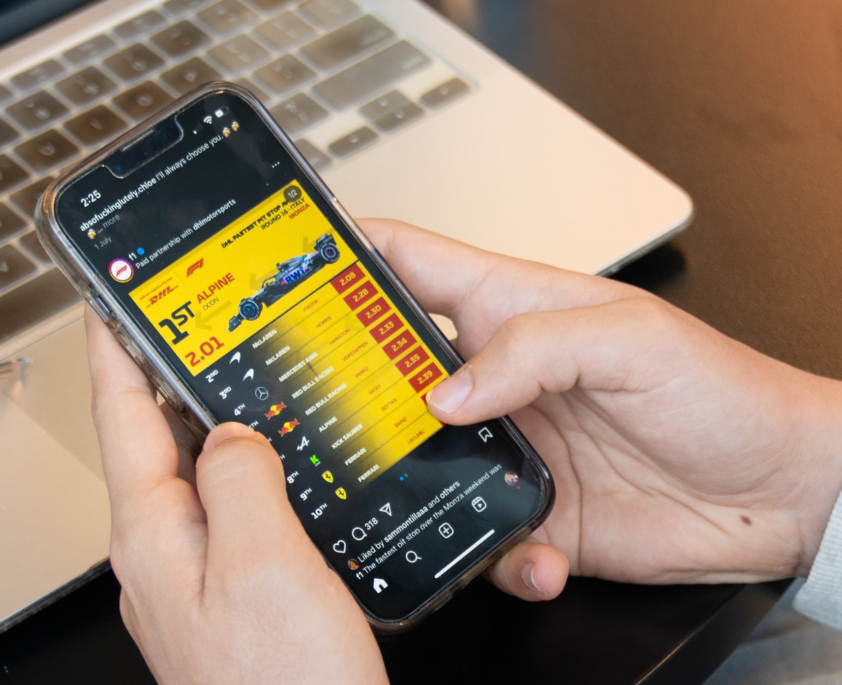 Scrolling on social media. A F1 ad.