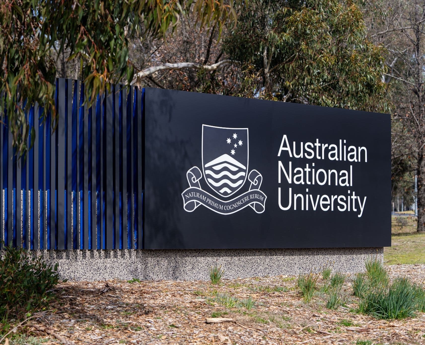 ANU Campus signage in Spring.