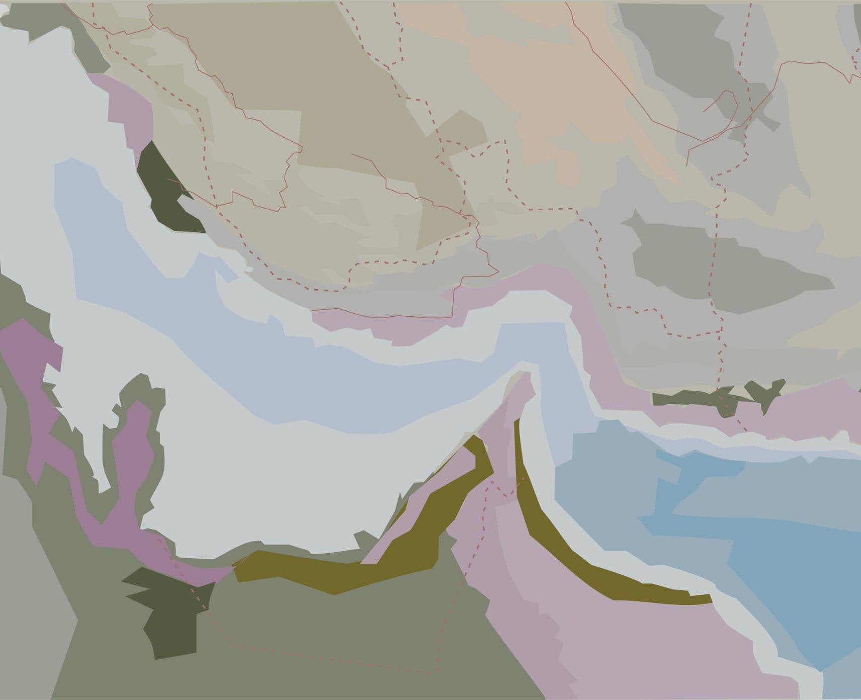 Map of the Strait of Hormuz highlighting coastal geography, surrounding countries