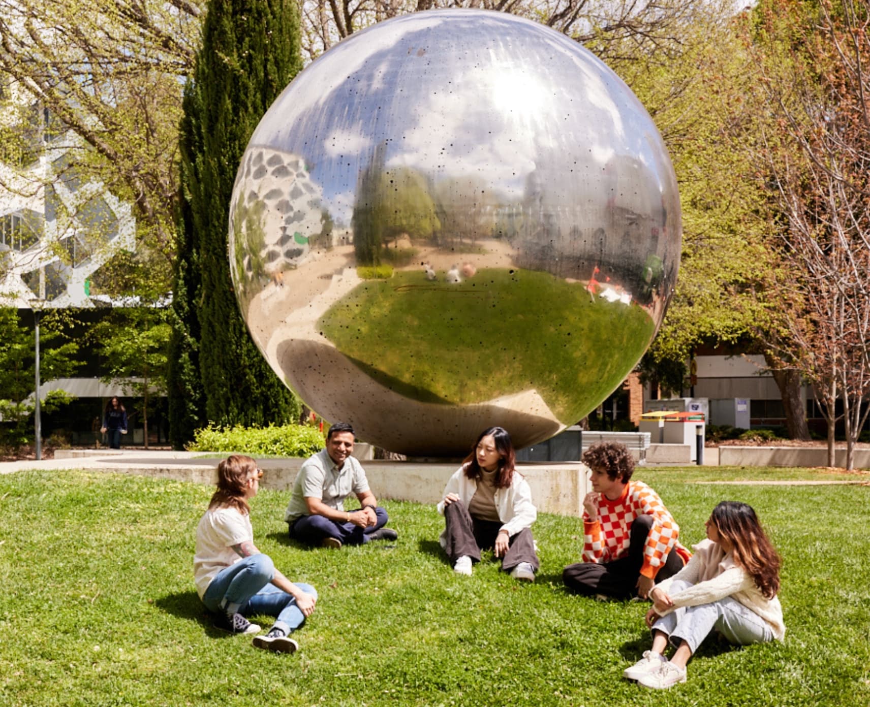 Students on the lawn