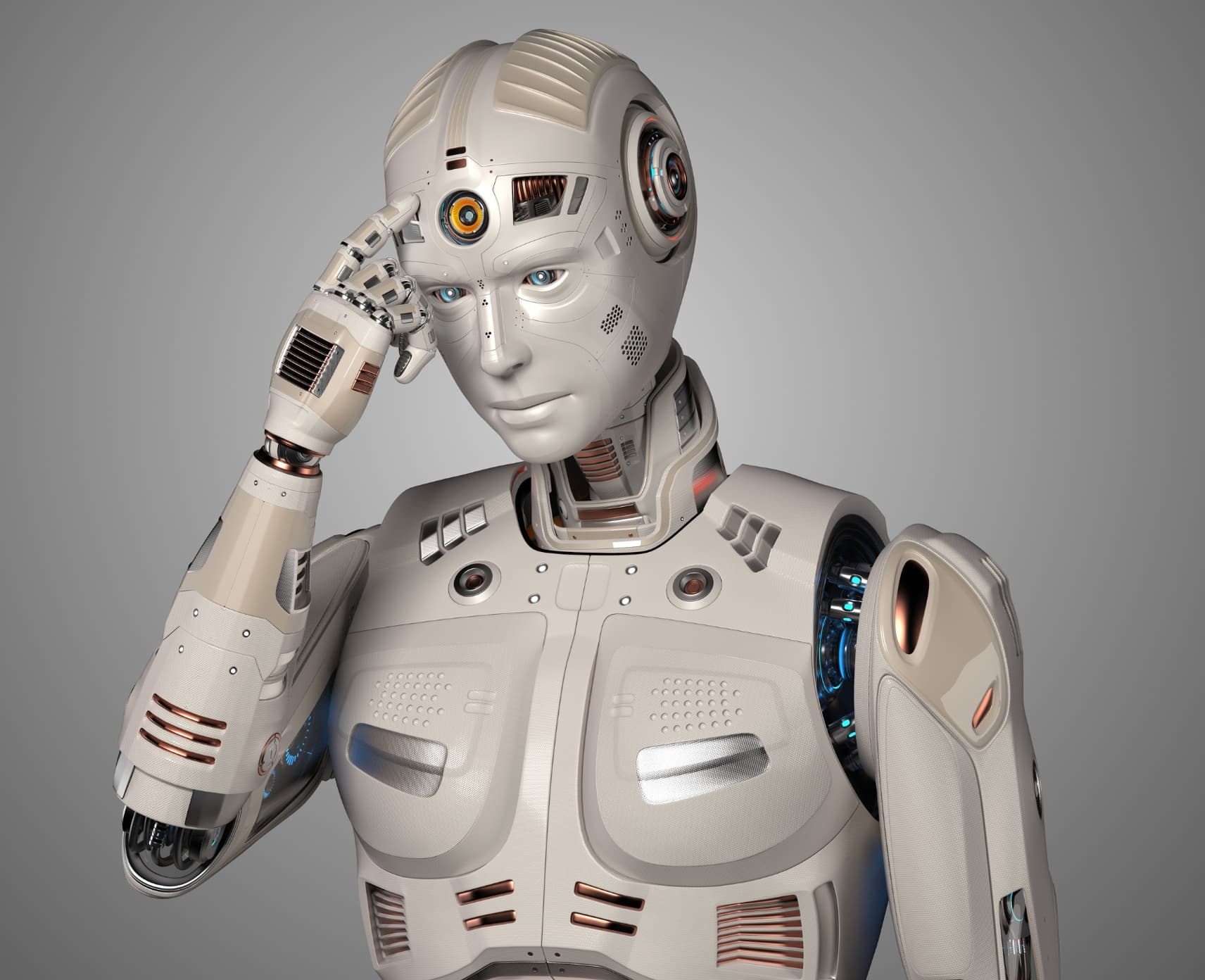 Robot points to head