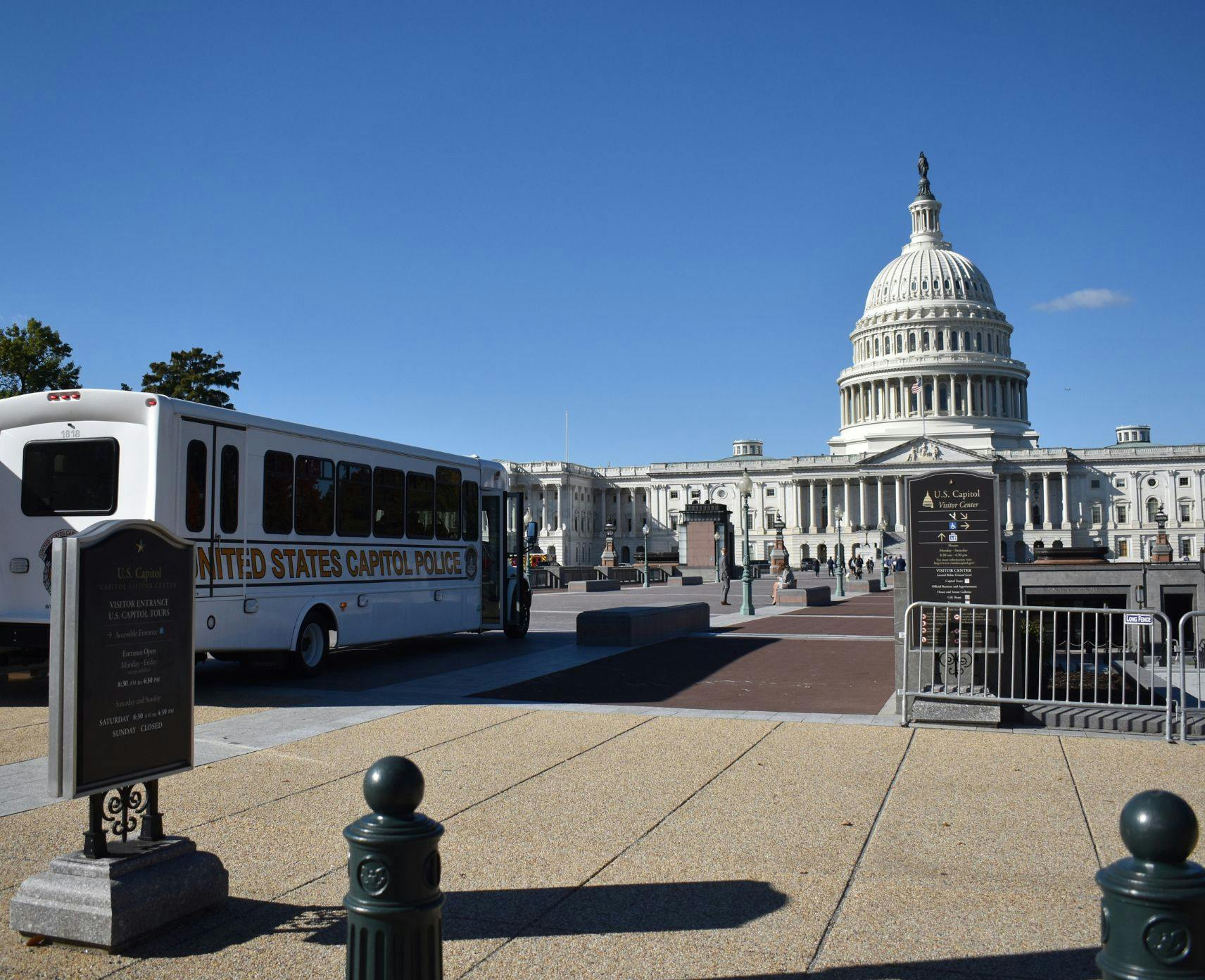 Police bus parked near the US Capitol