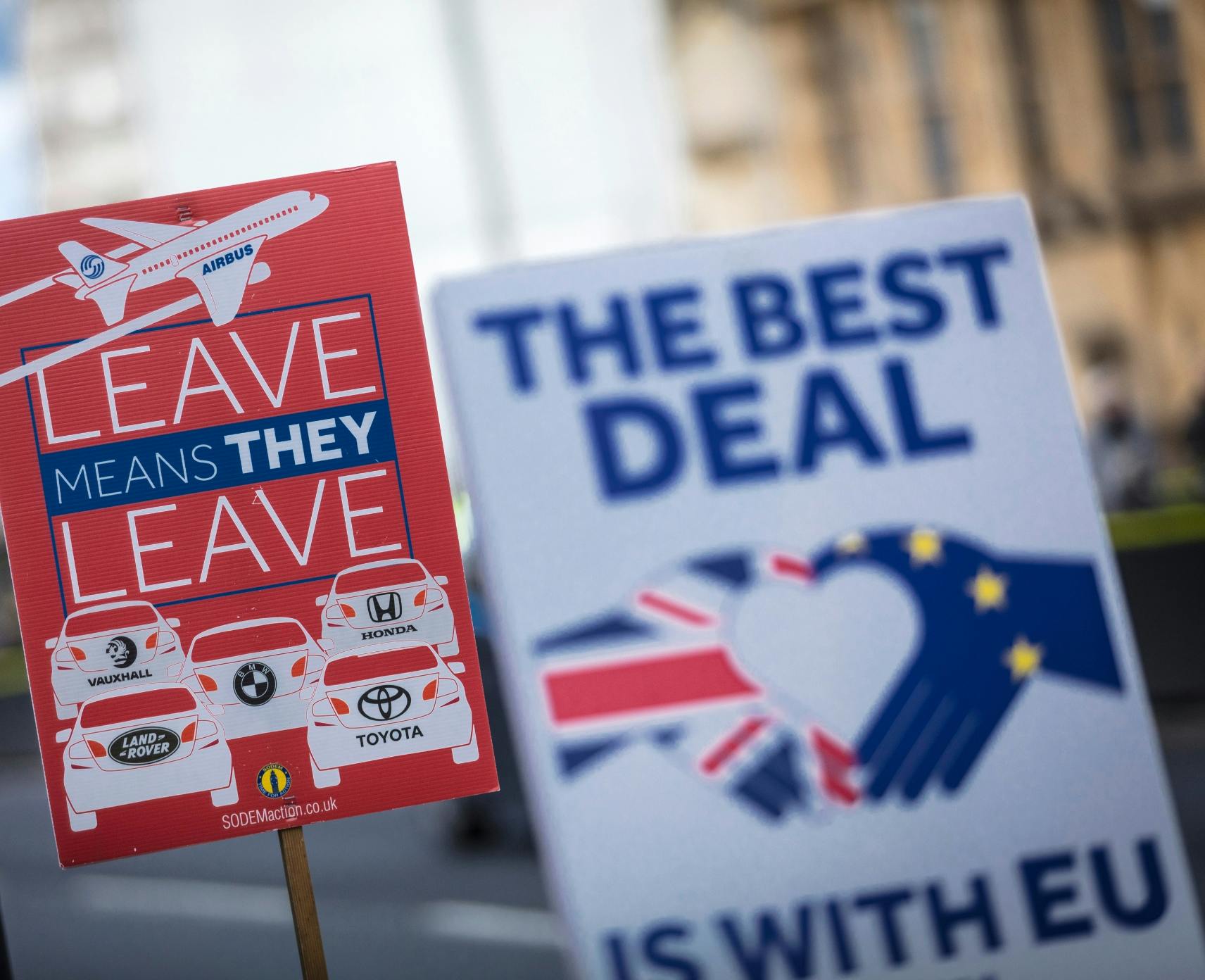 Signs from 2019 protest against Brexit