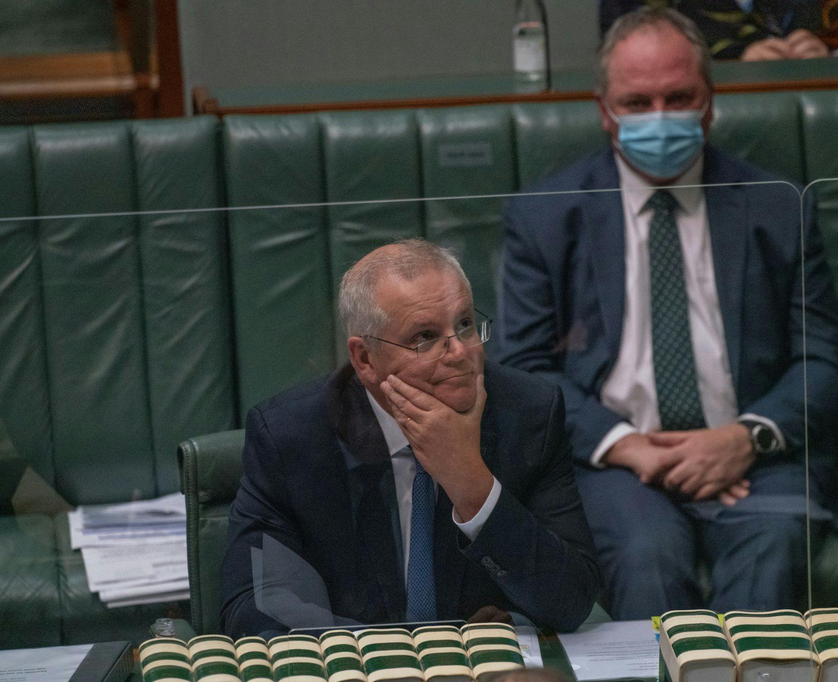 Scott Morrison looking forlorn in parliament
