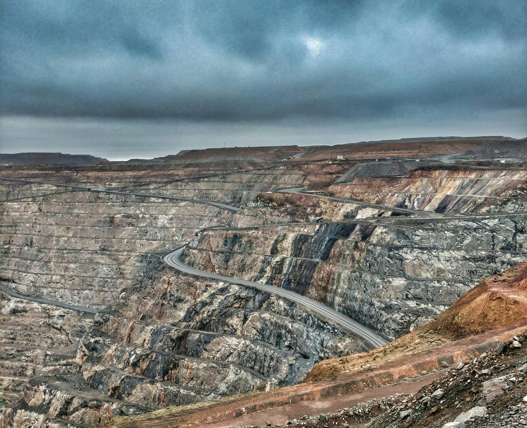 Grey and brown coal mine pit.