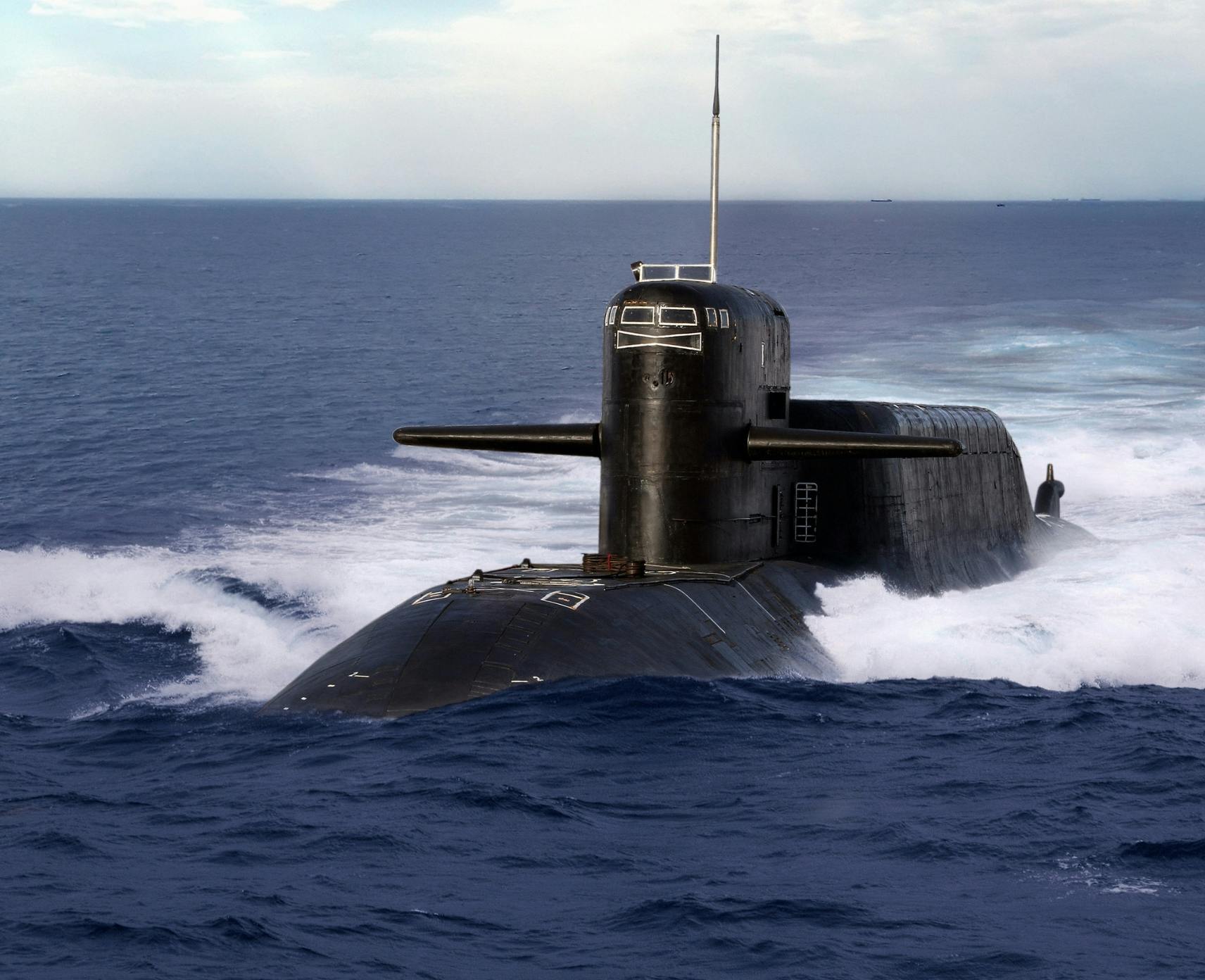 Nuclear submarine on open sea