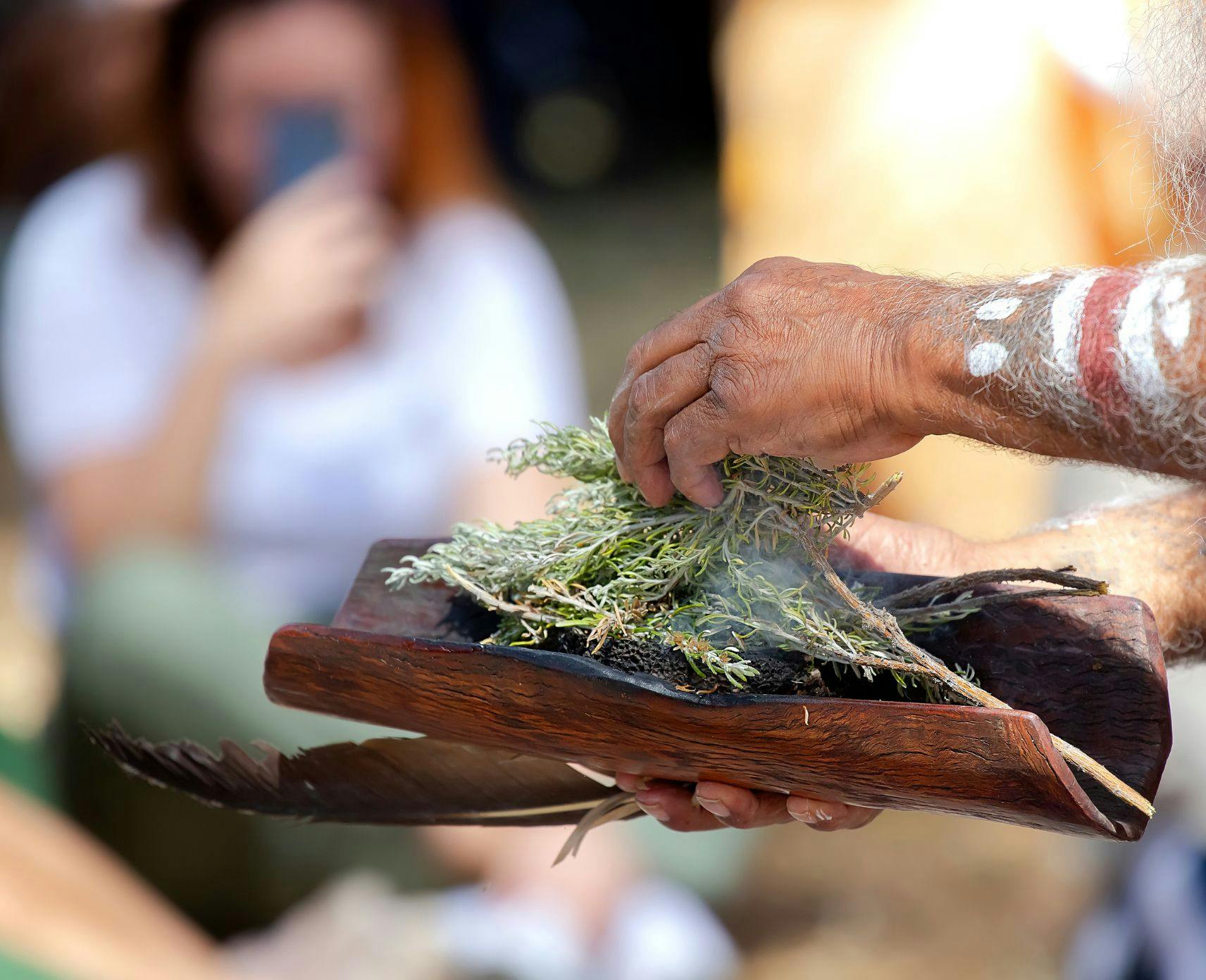 First Nations smoking ceremony at a community event in Australia