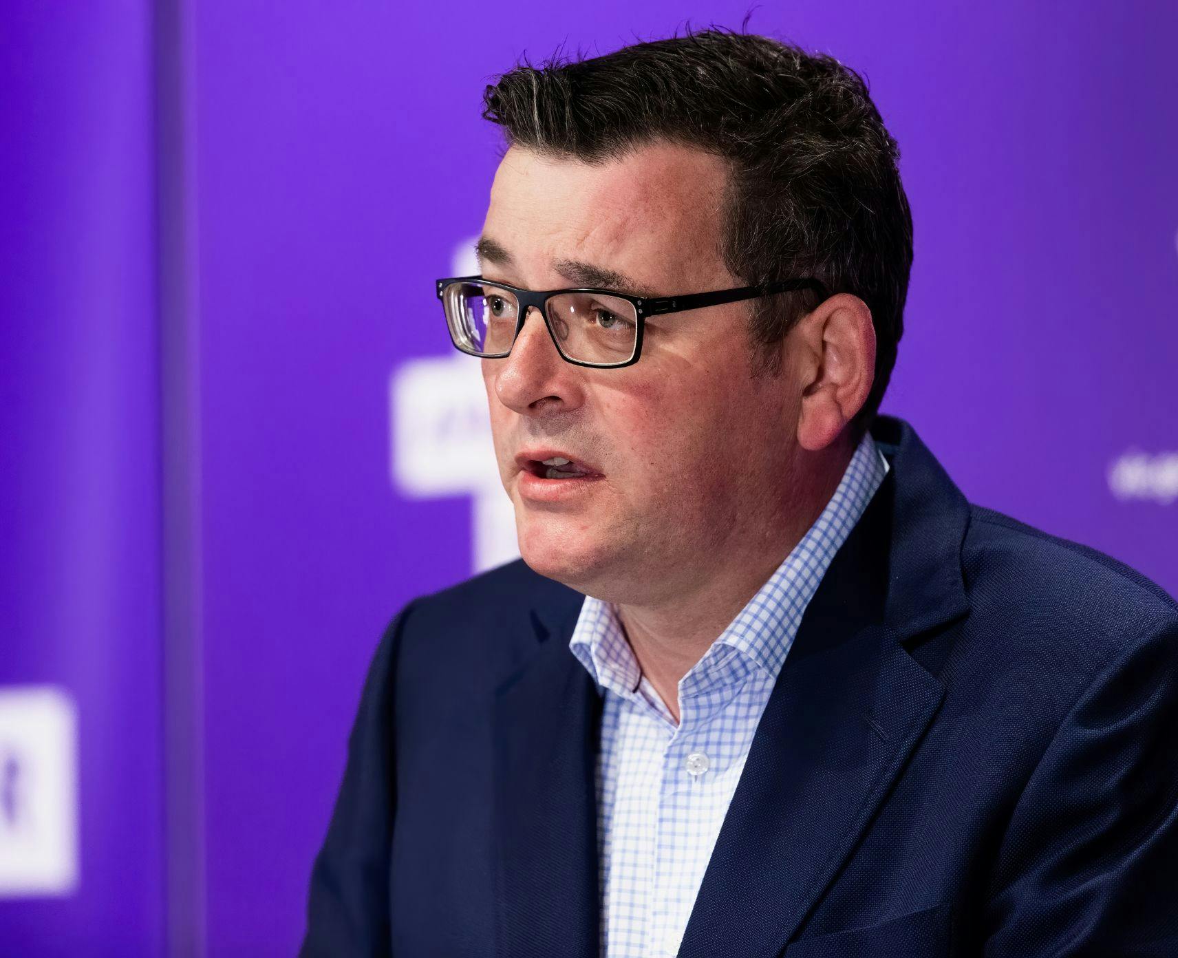 Daniel Andrews speaking at a press conference during the Covid-19 pandemic