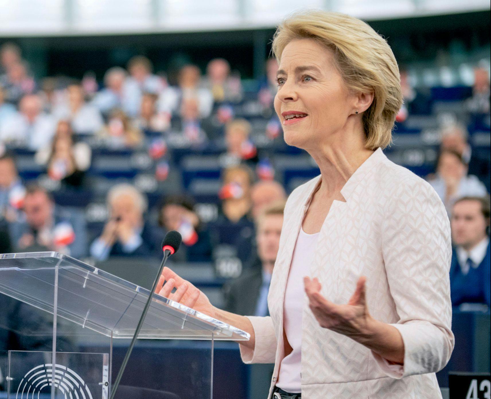 Ursula von der Leyen speaks to the European Parliament