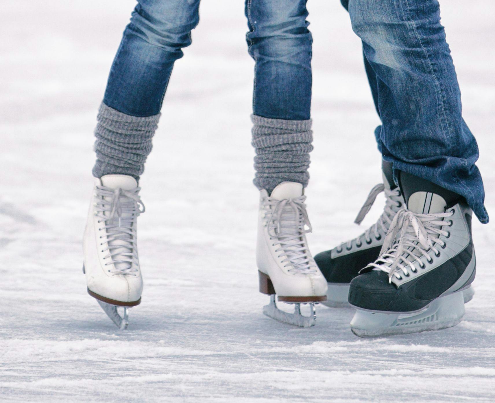 Couple in love ice skating